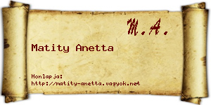 Matity Anetta névjegykártya